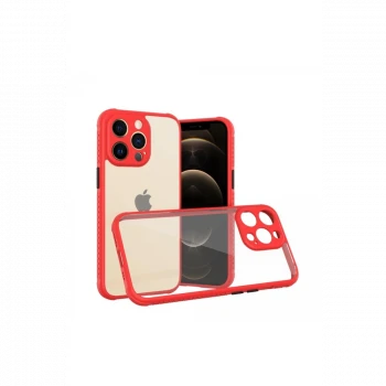 Apple iPhone 13 Pro Kılıf Miami Şeffaf Silikon - Kırmızı