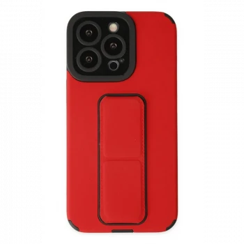 Apple iPhone 13 Pro Max Kılıf Mega Standlı Silikon - Kırmızı