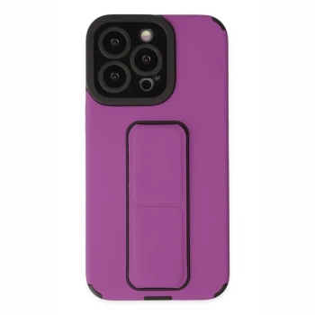 Apple iPhone 13 Pro Max Kılıf Mega Standlı Silikon - Mor