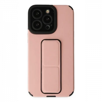 Apple iPhone 13 Pro Max Kılıf Mega Standlı Silikon - Pudra