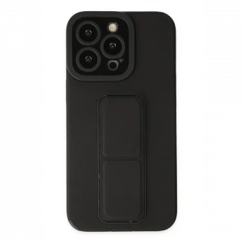 Apple iPhone 13 Pro Max Kılıf Mega Standlı Silikon - Siyah