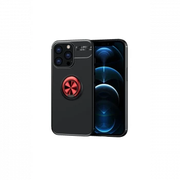 Apple iPhone 13 Pro Max Kılıf Range Yüzüklü Silikon - Siyah-Kırmızı