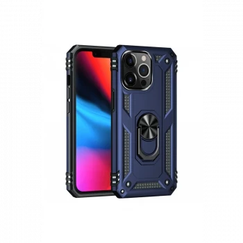 Apple iPhone 13 Pro Max Kılıf Sofya Yüzüklü Silikon Kapak - Lacivert