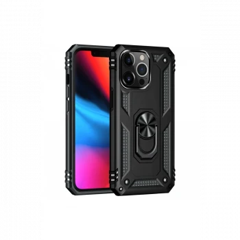 Apple iPhone 13 Pro Max Kılıf Sofya Yüzüklü Silikon Kapak - Siyah