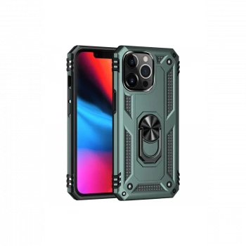 Apple iPhone 13 Pro Max Kılıf Sofya Yüzüklü Silikon Kapak - Yeşil