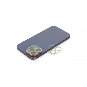 Apple iPhone 13 Pro Max Renkli Kamera Lens Koruma Cam - Sarı-Turuncu