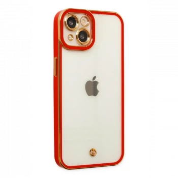Apple iPhone 14 Plus Kılıf Liva Lens Silikon - Kırmızı