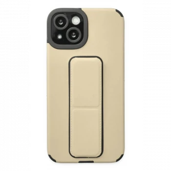 Apple iPhone 14 Plus Kılıf Mega Standlı Silikon - Gold
