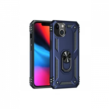 Apple iPhone 14 Plus Kılıf Sofya Yüzüklü Silikon Kapak - Lacivert