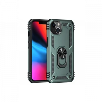 Apple iPhone 14 Plus Kılıf Sofya Yüzüklü Silikon Kapak - Yeşil