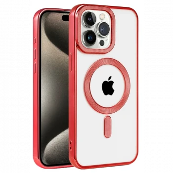 Apple iPhone 14 Pro Max Kılıf Kronos Magsafe Kapak - Kırmızı