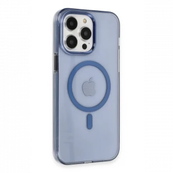 Apple iPhone 14 Pro Max Kılıf Tron Şeffaf Magsafe Kapak - Mavi