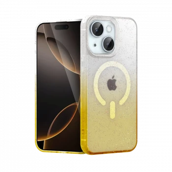 Apple iPhone 14 Pummel Shiny Magsafe Kapak - Gold