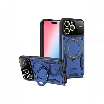 Apple iPhone 15 Pro Max Joy Lens Standlı Kapak - Lacivert
