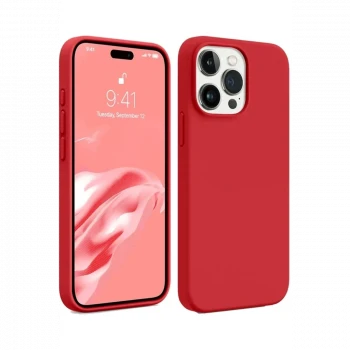 Apple iPhone 15 Pro Max Kılıf First Silikon - Kırmızı