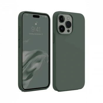 Apple iPhone 15 Pro Max Kılıf First Silikon - Koyu Yeşil