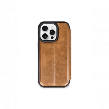 Apple iPhone 15 Pro Max Kılıf Flip Cover - Taba
