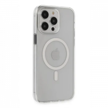 Apple iPhone 15 Pro Max Kılıf Tron Şeffaf Magsafe Kapak - Şeffaf