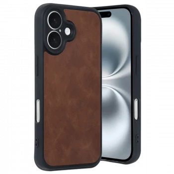 Apple iPhone 16 Kılıf Aras Deri Kapak - Taba
