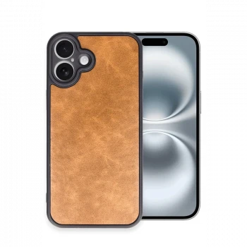 Apple iPhone 16 Plus Kılıf Aras Deri Kapak - Taba