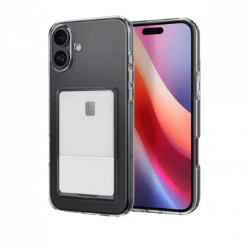 Apple iPhone 16 Plus Kılıf Kart Şeffaf Silikon - Şeffaf