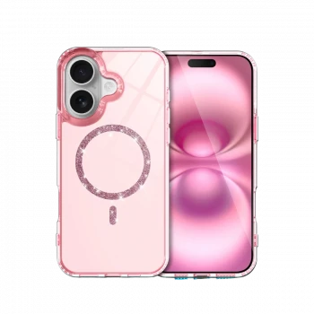 Apple iPhone 16 Plus Live Diamond Magsafe Kapak - Pembe