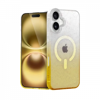 Apple iPhone 16 Plus Pummel Shiny Magsafe Kapak - Gold