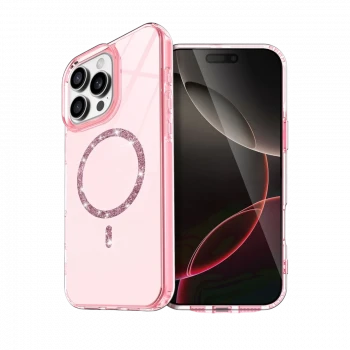 Apple iPhone 16 Pro Max Live Diamond Magsafe Kapak - Pembe