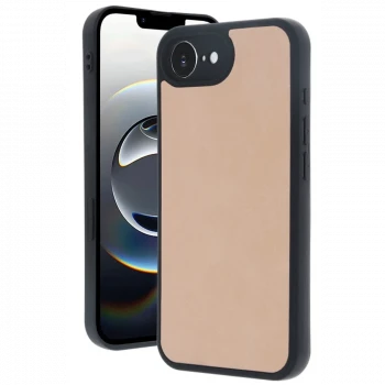 Apple iPhone 16E Kılıf Aras Deri Kapak - Pudra