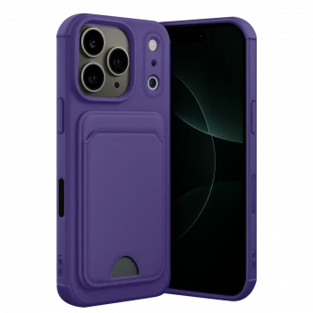 Apple iPhone 17 Pro Kelvin Kartvizitli Silikon - Derin Mor