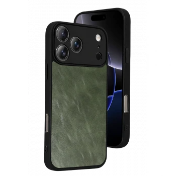 Apple iPhone 17 Pro Max Aras Deri Kapak - Yeşil