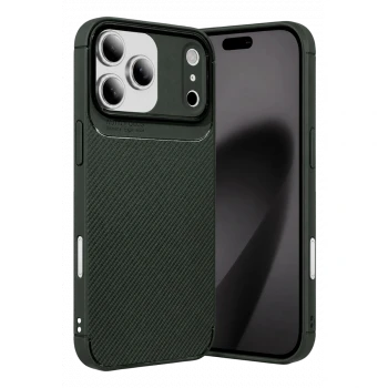 Apple iPhone 17 Pro Max Auto Focus Karbon Kapak - Koyu Yeşil