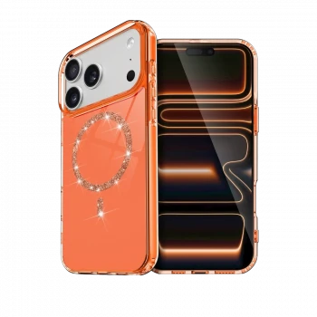 Apple iPhone 17 Pro Max Live Diamond Magsafe Kapak - Turuncu