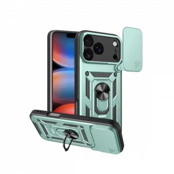 Apple iPhone 17 Pro Max Pars Lens Yüzüklü Silikon - Yeşil