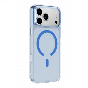 Apple iPhone 18 Pro Max Combo Sert Şeffaf Magsafe Kapak - Açık Mavi