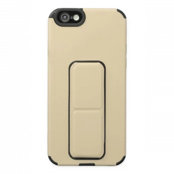 Apple iPhone 6 Kılıf Mega Standlı Silikon - Gold