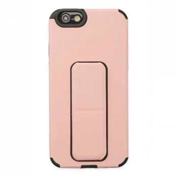 Apple iPhone 6 Kılıf Mega Standlı Silikon - Pudra