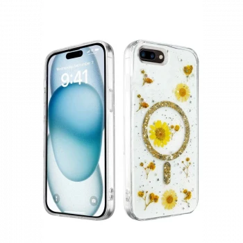 Apple iPhone 7 Kılıf Daisy Simli Magsafe Kapak - Gold