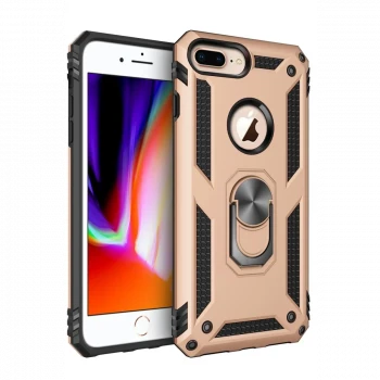 Apple iPhone 7 Plus Kılıf Sofya Yüzüklü Silikon Kapak - Gold