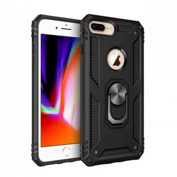 Apple iPhone 7 Plus Kılıf Sofya Yüzüklü Silikon Kapak - Siyah