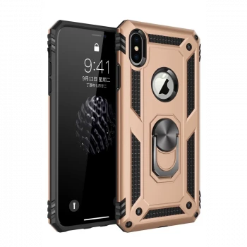 Apple iPhone X Kılıf Sofya Yüzüklü Silikon Kapak - Gold