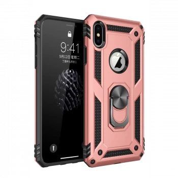 Apple iPhone X Kılıf Sofya Yüzüklü Silikon Kapak - Rose