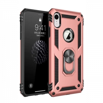 Apple iPhone XR Kılıf Sofya Yüzüklü Silikon Kapak - Rose