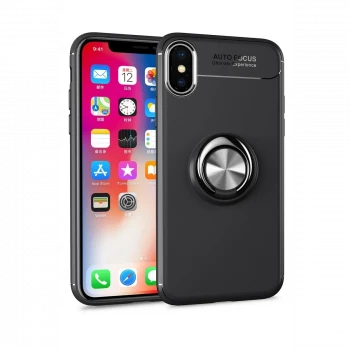 Apple iPhone XS Max Kılıf Range Yüzüklü Silikon - Siyah