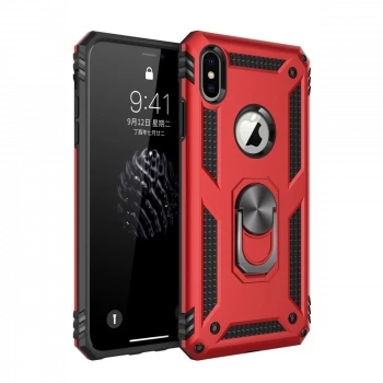 Apple iPhone XS Max Kılıf Sofya Yüzüklü Silikon Kapak - Kırmızı