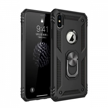 Apple iPhone XS Max Kılıf Sofya Yüzüklü Silikon Kapak - Siyah