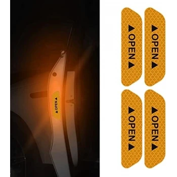 Araba Kapı Açık Uyarı Reflektörü Etiket Sticker 4'lü 9.5x2.5cm Sarı