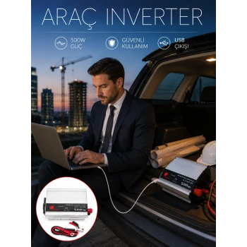 Araç Aküsünü Prize Çeviren 500W Güç İnvertörü