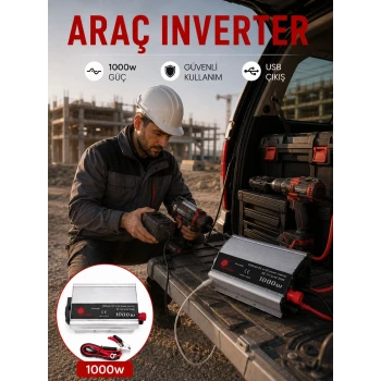 Araçtan Elektrik Kullanımı Sağlayan 1000W Akü İnvertör