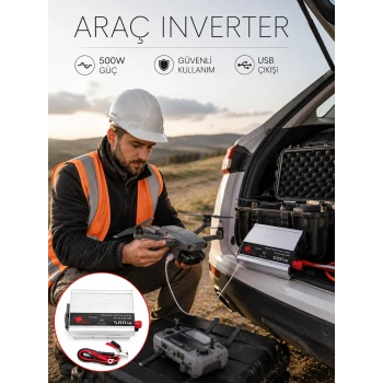 Araçtan Ev Tipi Priz 500W Kullanımı İnvertör
